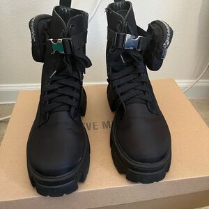 Steve Madden Black Combat & Moto Boots